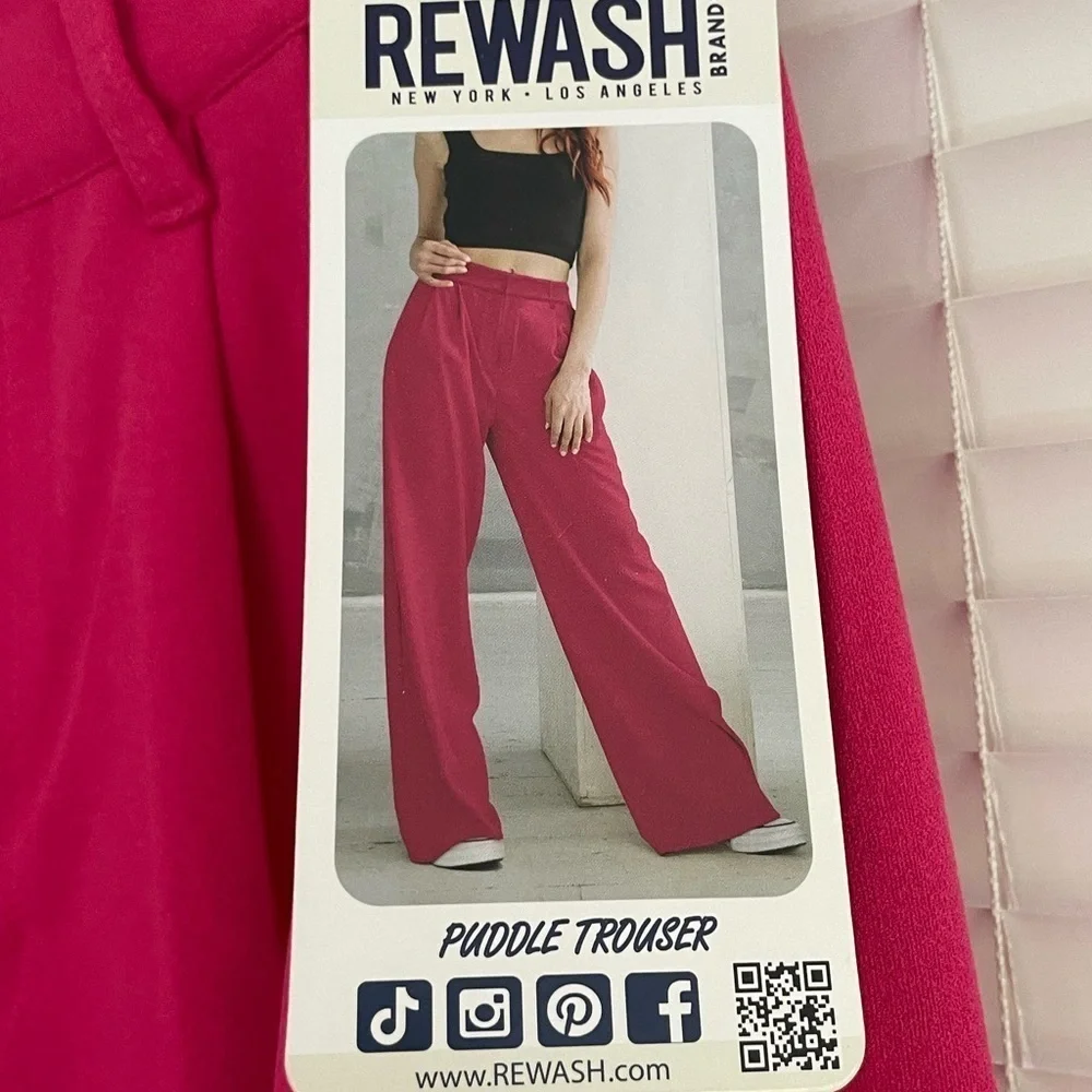 Rewash Puddle Trouser Pleated Wide Leg Pink Office Workwear Size Small